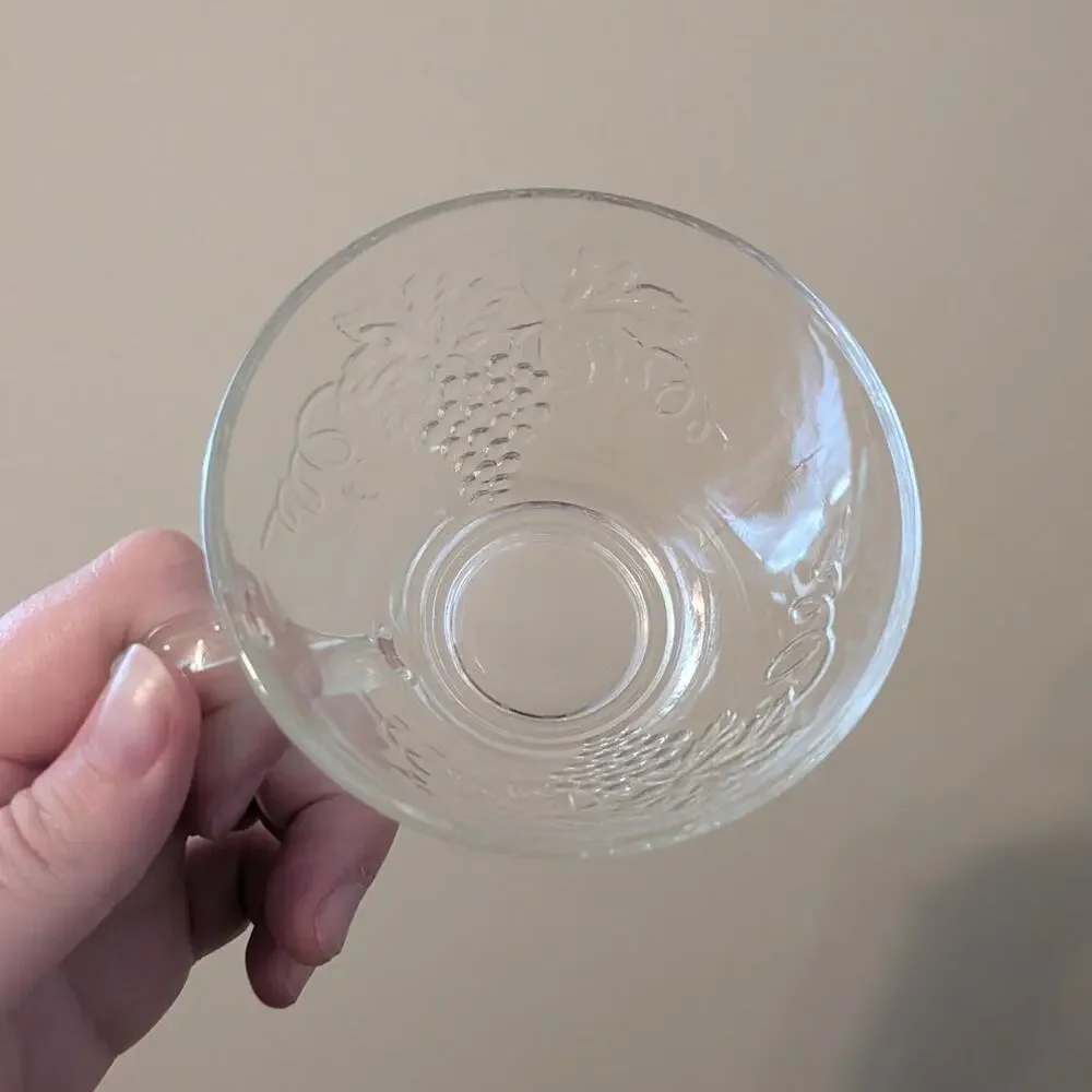 Anchor Hocking Clear Set of 3 Punch Cup With Grape And Vine Pattern